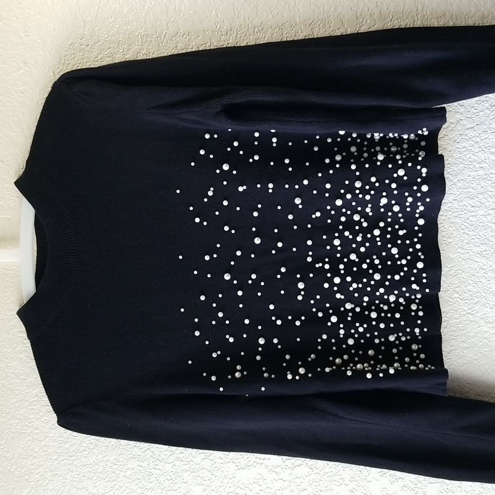 Topshop Black Sweater with Pearls Size 10 US